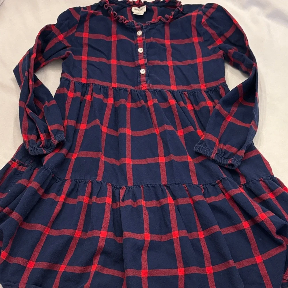 Crewcuts Navy and Red Plaid Kids Casual Dress